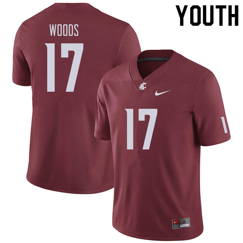 Youth #17 Kassidy Woods Washington State Cougars Football Jerseys Sale-Crimson